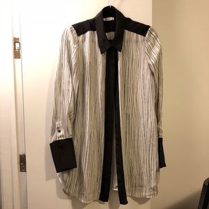 Vince Black and White Long Sleeve Blouse